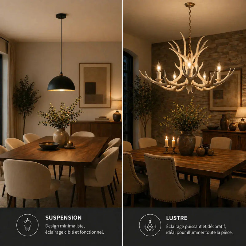 Suspension ou lustre : quelle différence et lequel choisir ?