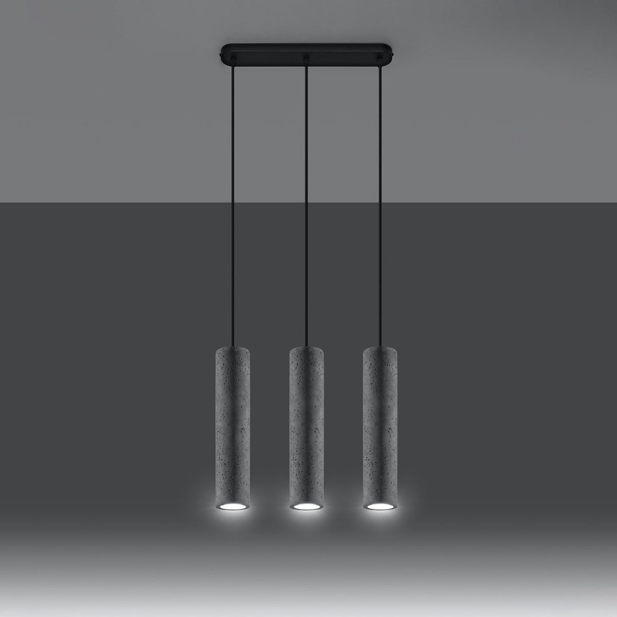 Suspension en béton gris à un tube suspendu par câble noir, vue 7