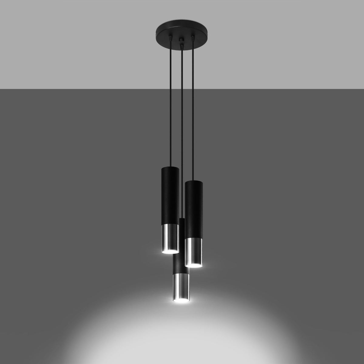 Suspension noir et doré Solene avec tube en acier mat, vue 13