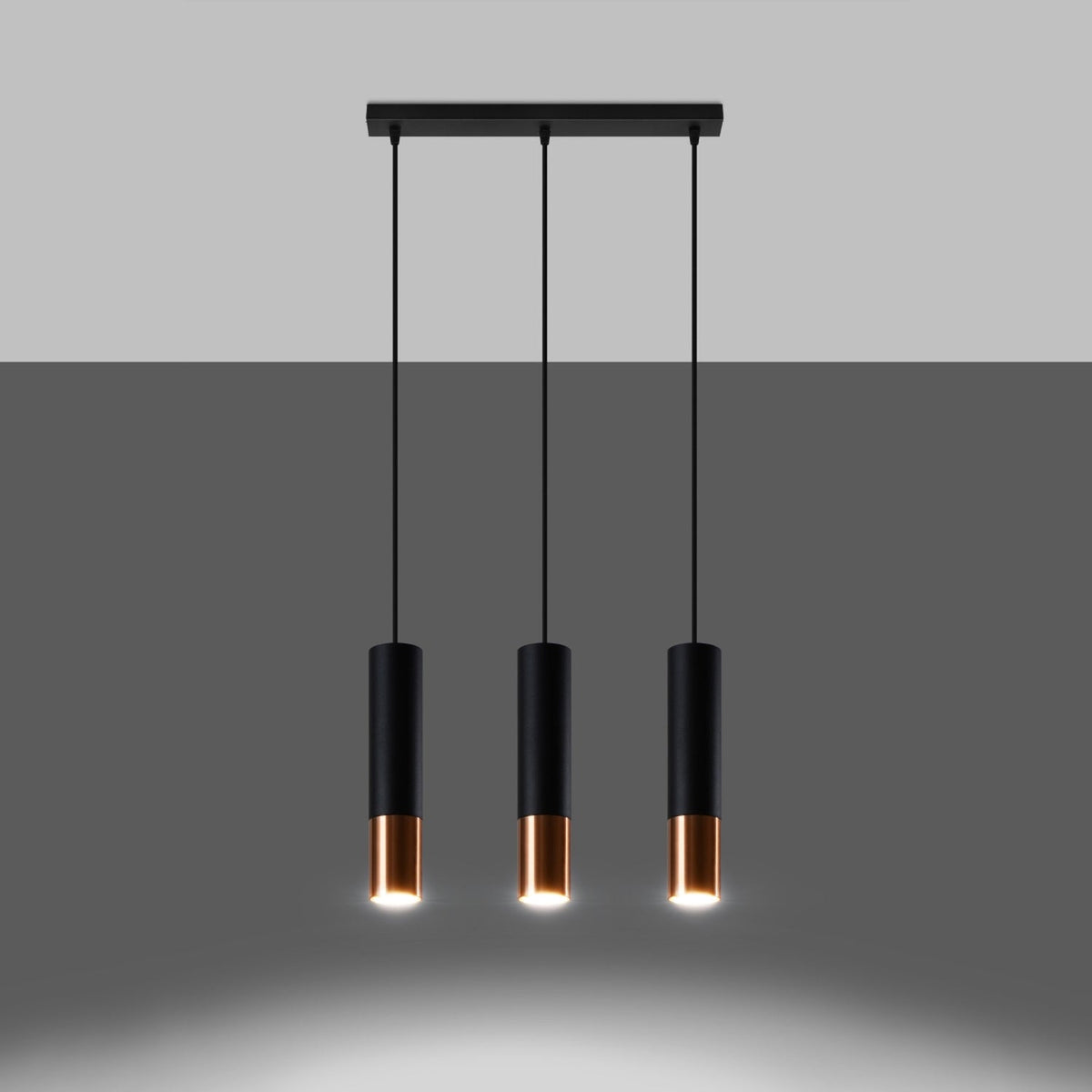 Suspension noir et doré Solene avec tube en acier mat, vue 25