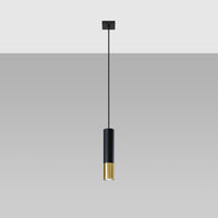Détail de la bague dorée sur suspension noir et doré Solene, vue 32