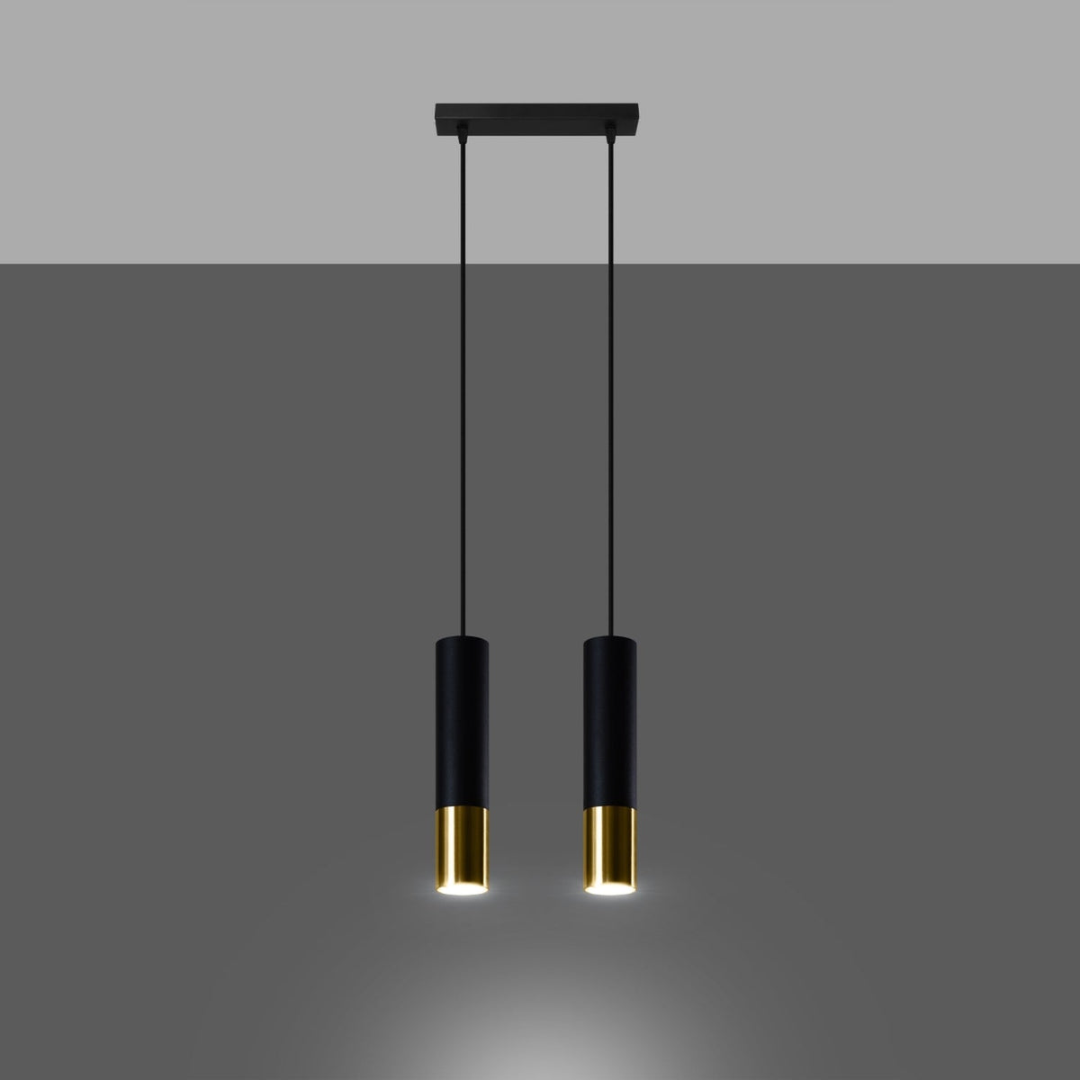 Suspension noir et doré Solene avec tube en acier mat, vue 37
