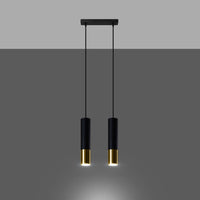 Suspension noir et doré Solene avec tube en acier mat, vue 37