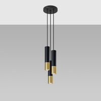 Détail de la bague dorée sur suspension noir et doré Solene, vue 44