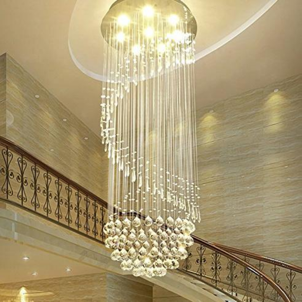 Lustre Spirale en Cristal Moderne pour Escalier