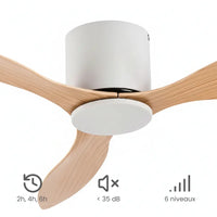 Plafonnier Ventilateur Silencieux Bois Clair et Blanc en ambiance