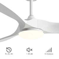 Plafonnier Ventilateur Silencieux Bois Blanc LED en ambiance lumineuse