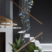 Lustre Papillon Cristal K9 Chrome pour Escalier et Entrée