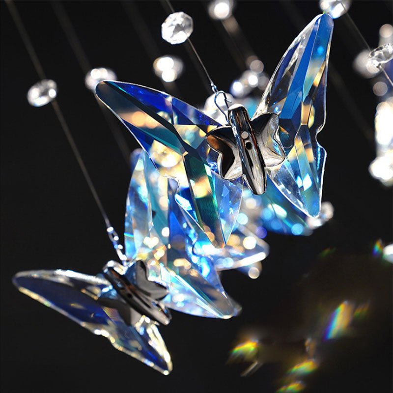 Lustre Papillon Cristal K9 Chrome pour Escalier et Entrée