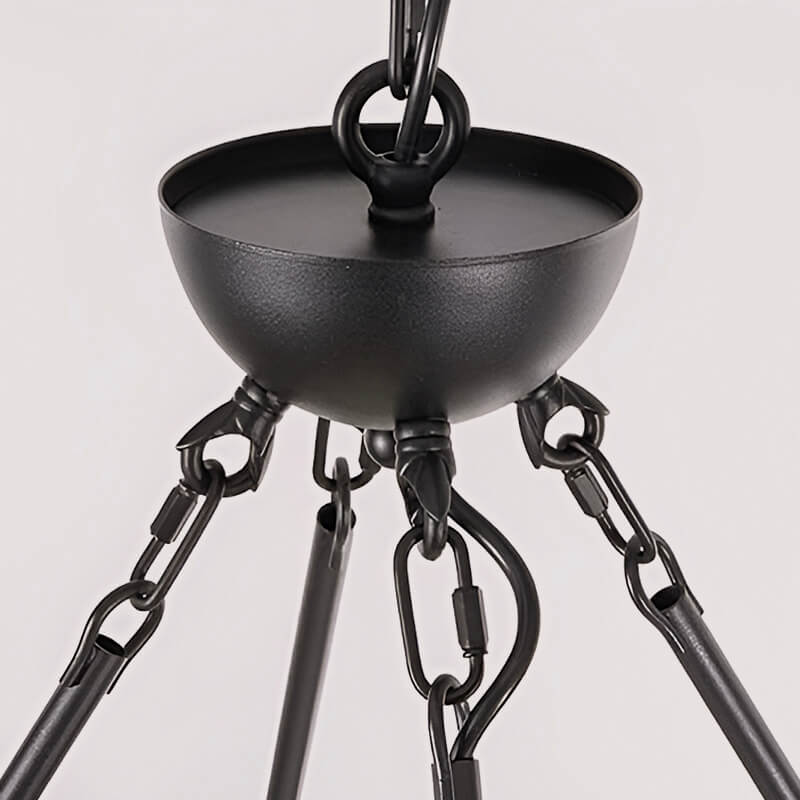 Lustre Double Niveau Industriel Noir pour Salle à Manger