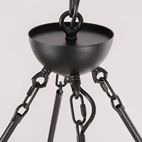 Lustre Double Niveau Industriel Noir pour Salle à Manger