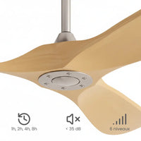 Plafonnier Ventilateur Silencieux Bois Clair Vintage au style rétro