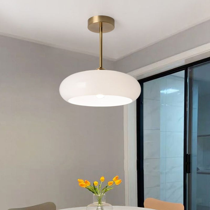 KYRO - Plafonnier Rond Moderne, Métal/Verre, Orange/Blanc. Cozy