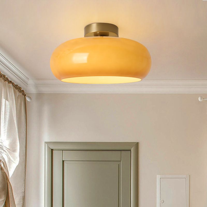 KYRO - Plafonnier Rond Moderne, Métal/Verre, Orange/Blanc. Cozy