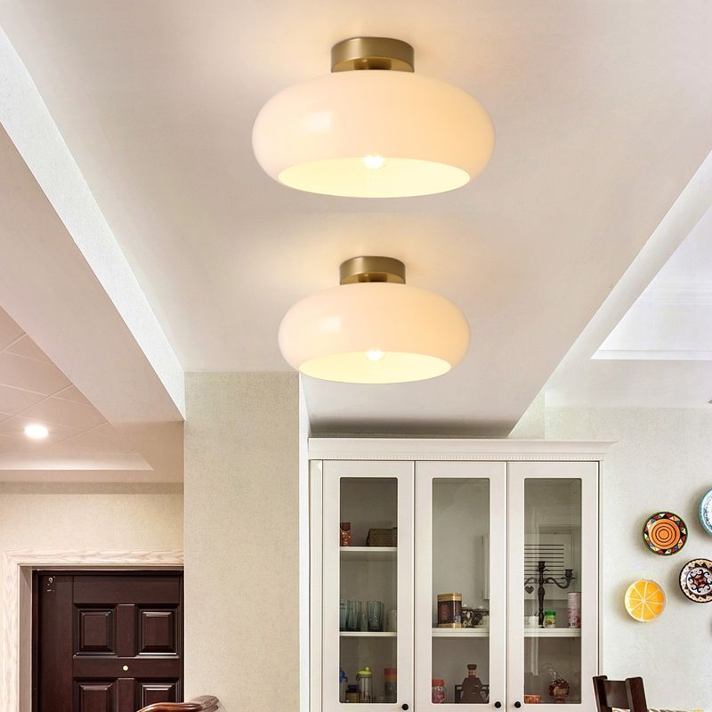 KYRO - Plafonnier Rond Moderne, Métal/Verre, Orange/Blanc. Cozy