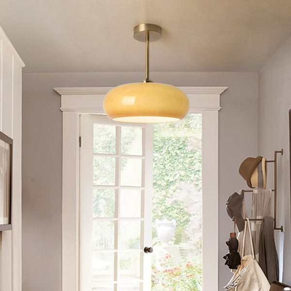 KYRO - Plafonnier Rond Moderne, Métal/Verre, Orange/Blanc. Cozy