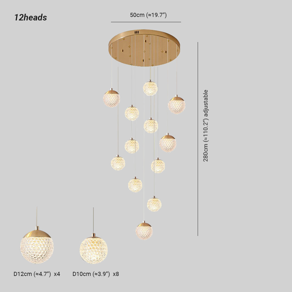 SPIRA - Lustre Moderne Bulle Doré en Acrylique Lumio™