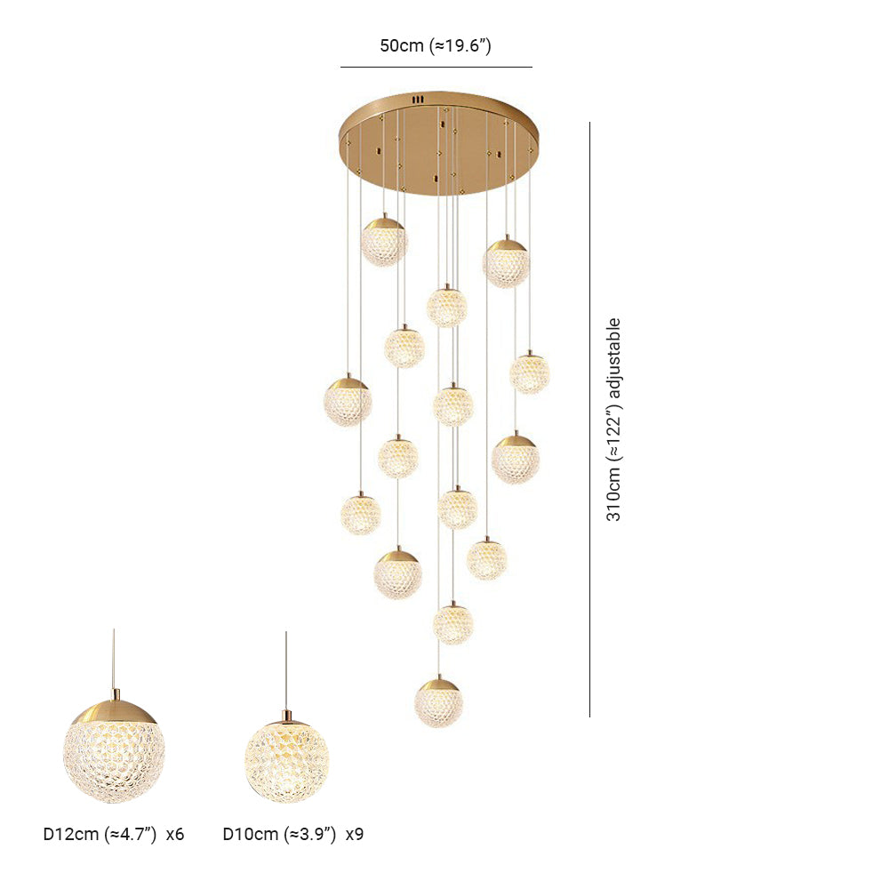 SPIRA - Lustre Moderne Bulle Doré en Acrylique Lumio™