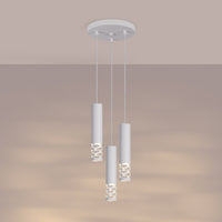 Suspension acier ajouré Naïa en grappe sous rosace ronde table circulaire, vue 10