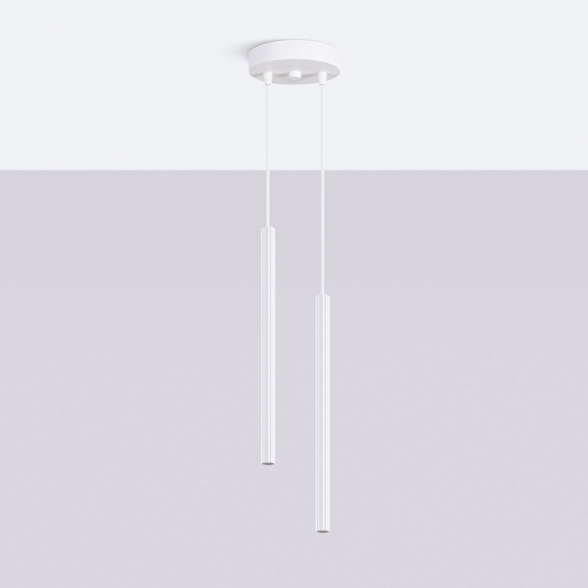 Suspension tube fin taupe en version double sur une console d'entrée, vue 18