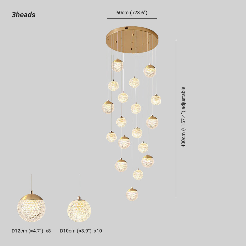 SPIRA - Lustre Moderne Bulle Doré en Acrylique Lumio™