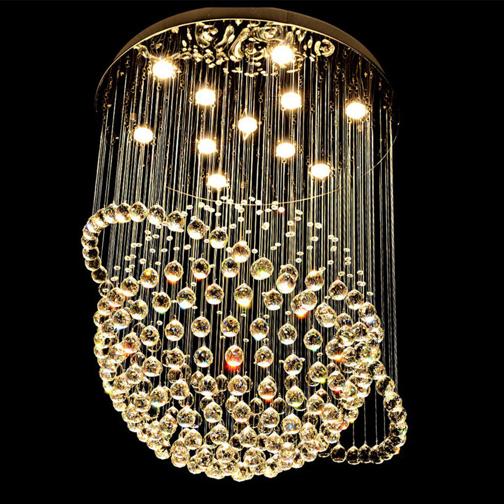 Lustre Sphère Cristal Argenté Salon suspendu
