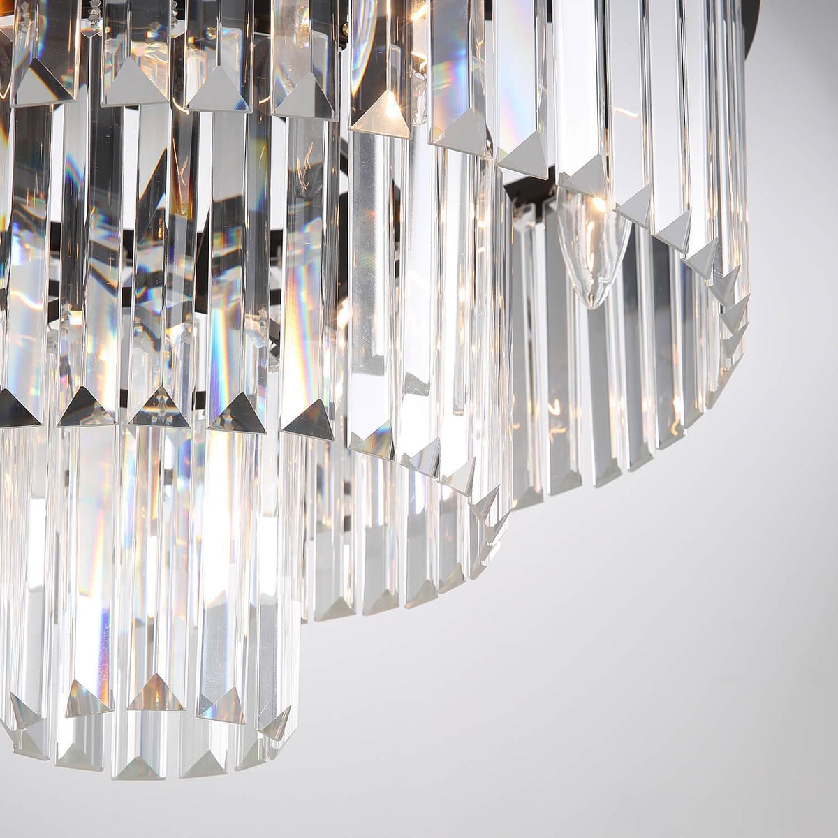 Lustre Cristal Trois Niveaux Noir