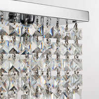 Lustre Rectangulaire Cristal Argenté 4 Lumières gros plan
