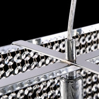 Lustre Rectangulaire Cristal Argenté Linéaire allumé ambiance