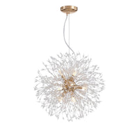 Lustre Sphère Cristal Salle à Manger allumé ambiance