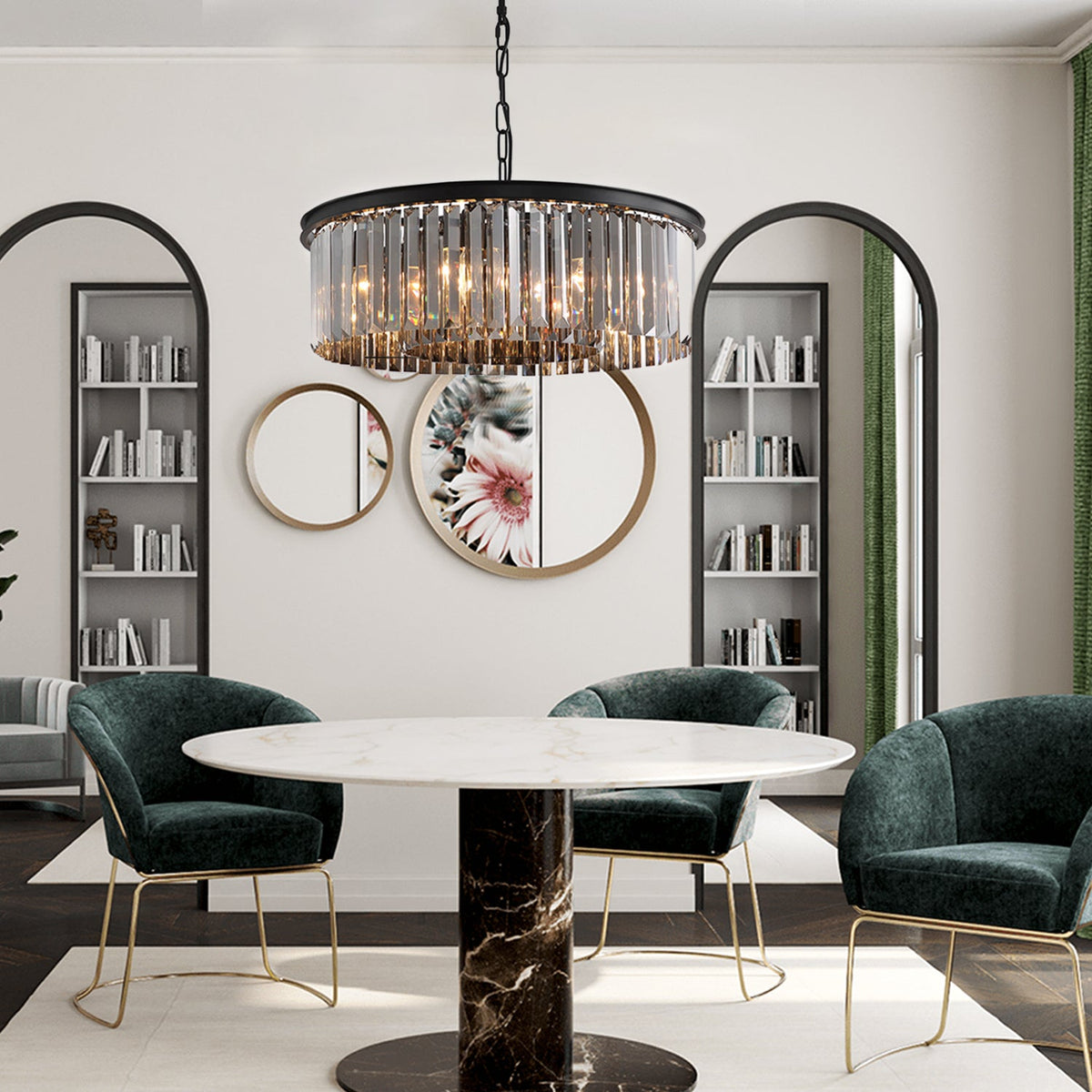 Lustre Rectangulaire Cristal Gris vue d'ensemble