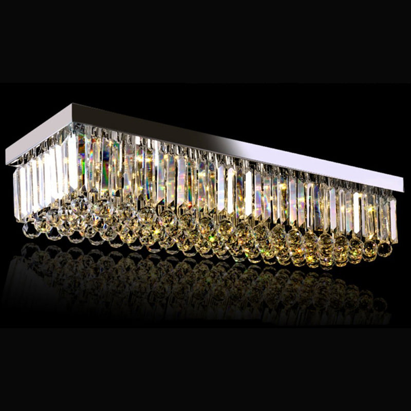 Lustre Rectangulaire Cristal Argenté Gouttes