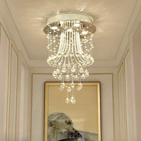 Lustre Rond Cristal Argenté Salon