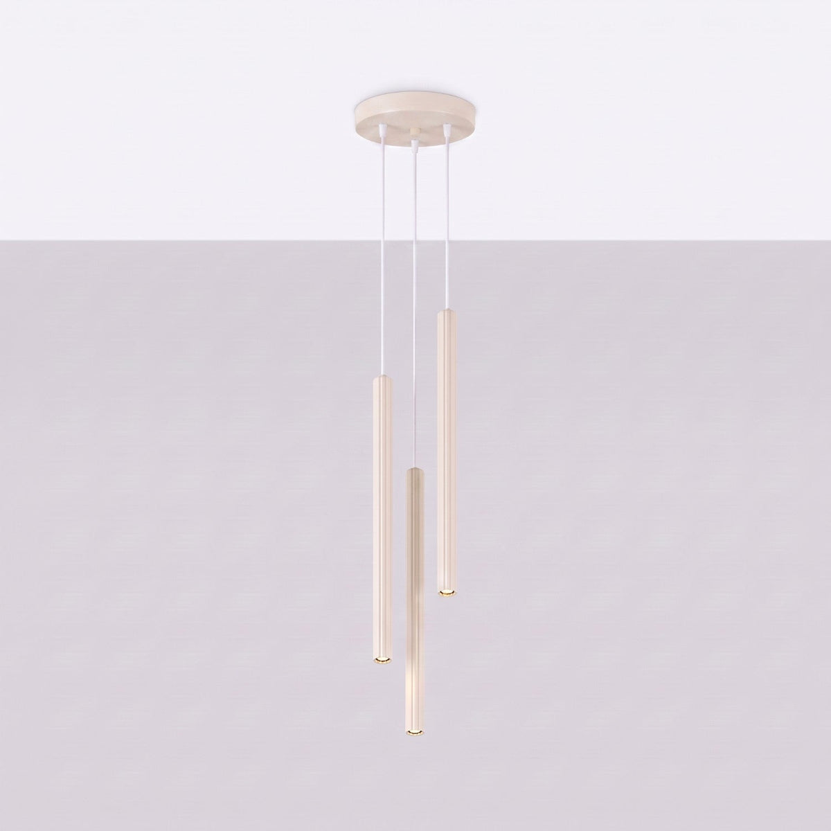 Suspension tube fin taupe en version double sur une console d'entrée, vue 30
