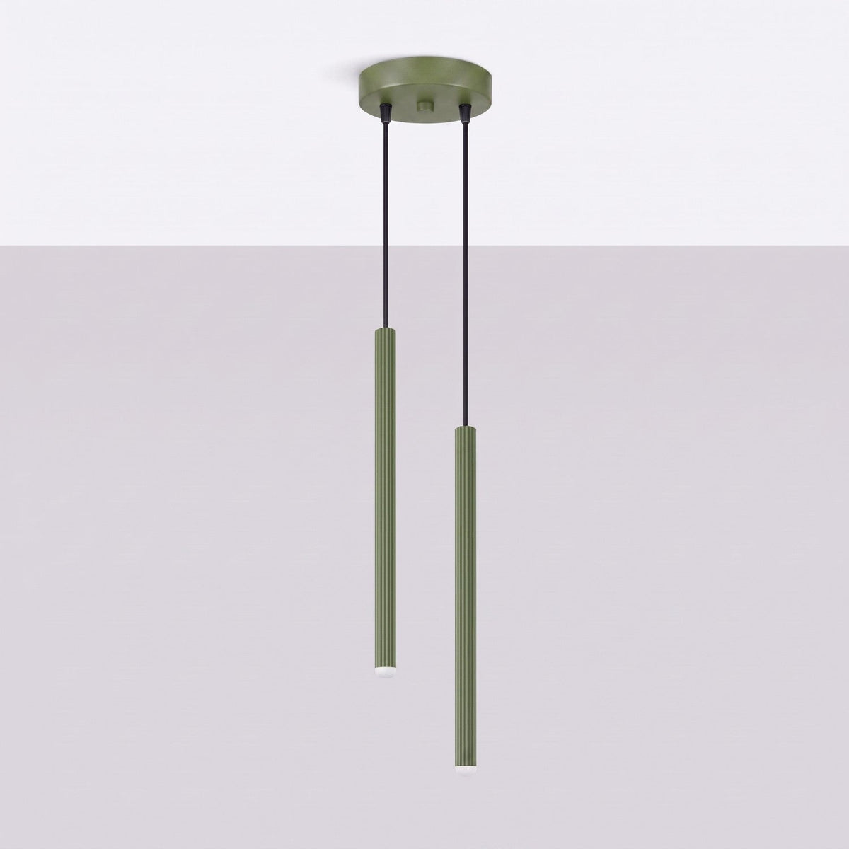 Suspension tube fin taupe en version double sur une console d'entrée, vue 72