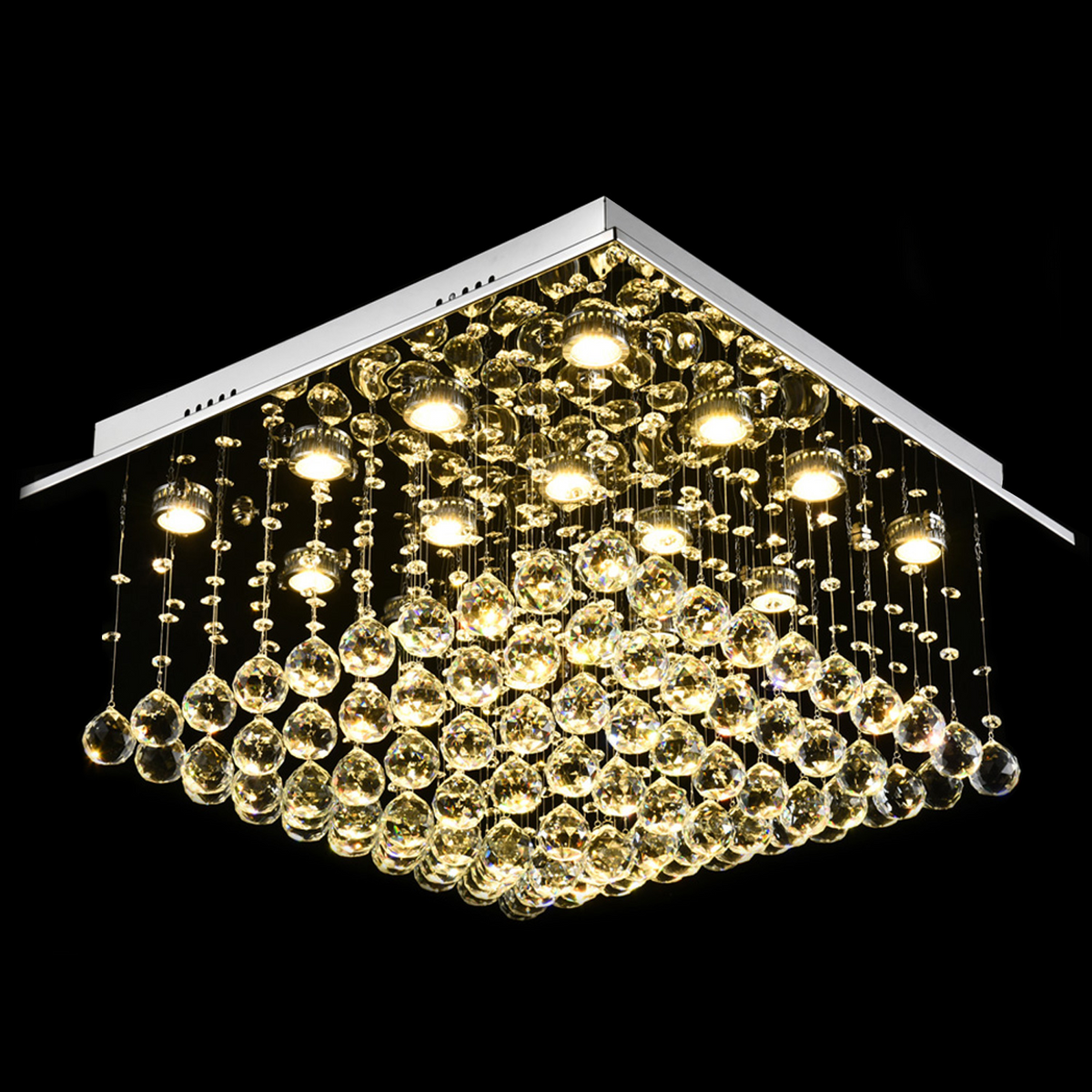 Lustre Carré Cristal Argenté Salle à Manger suspendu