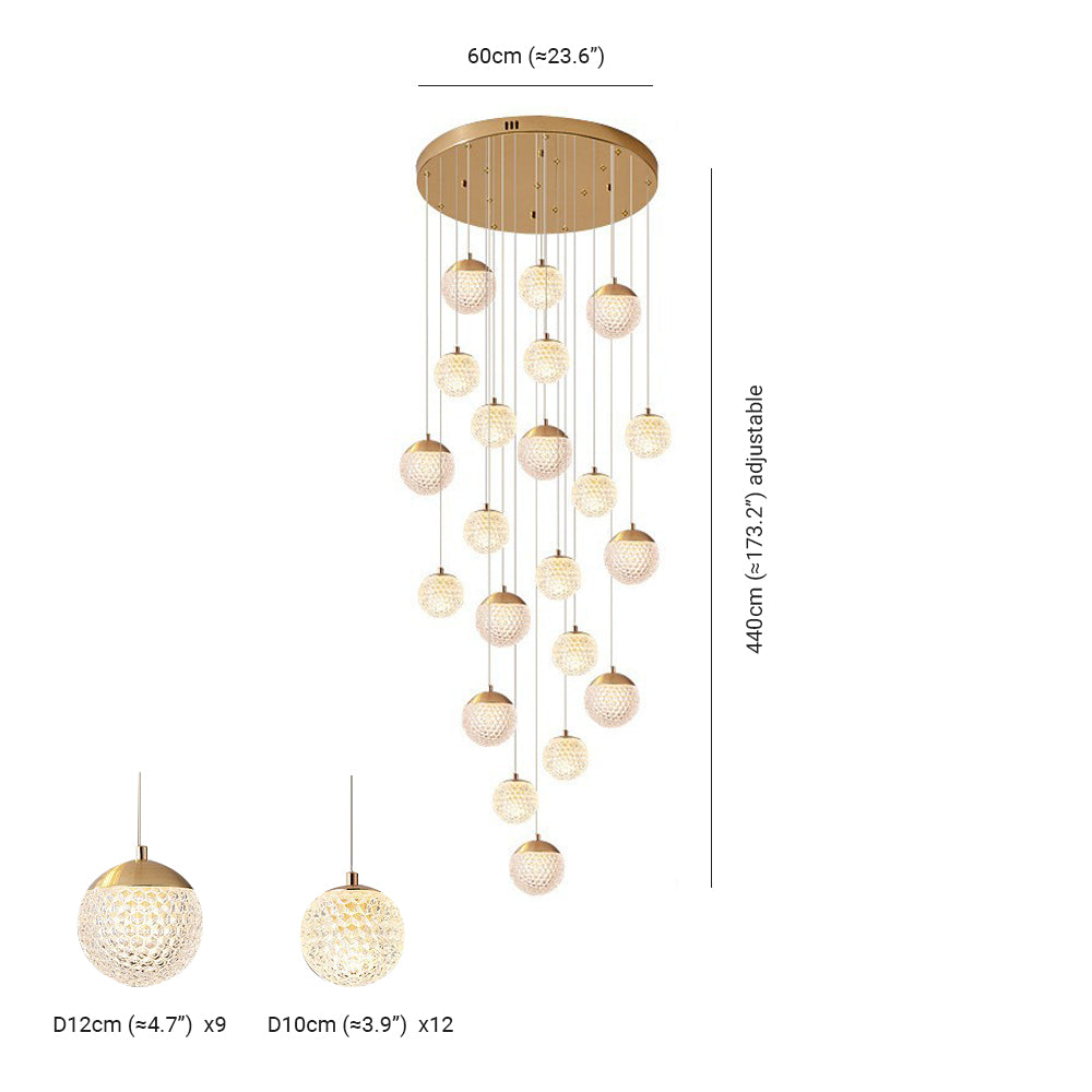 SPIRA - Lustre Moderne Bulle Doré en Acrylique Lumio™