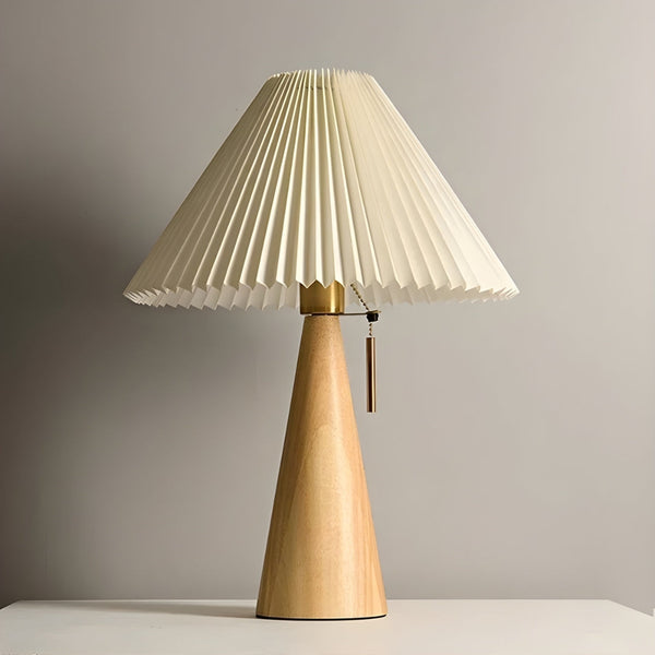 Lampe de Chevet Bois et Blanc posée sur une table de nuit