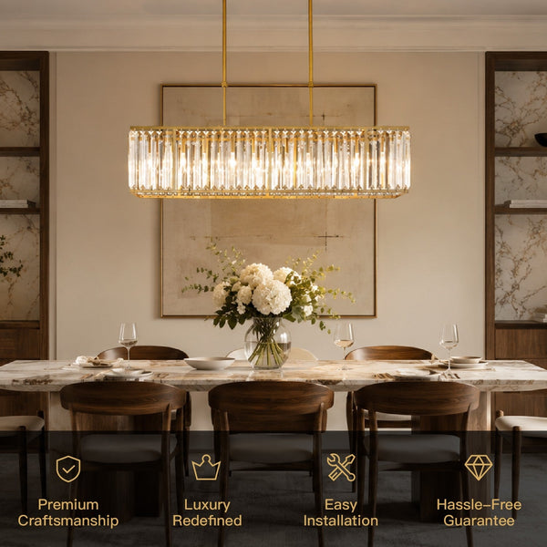 Lustre Rectangulaire Cristal Noir vue d'ensemble
