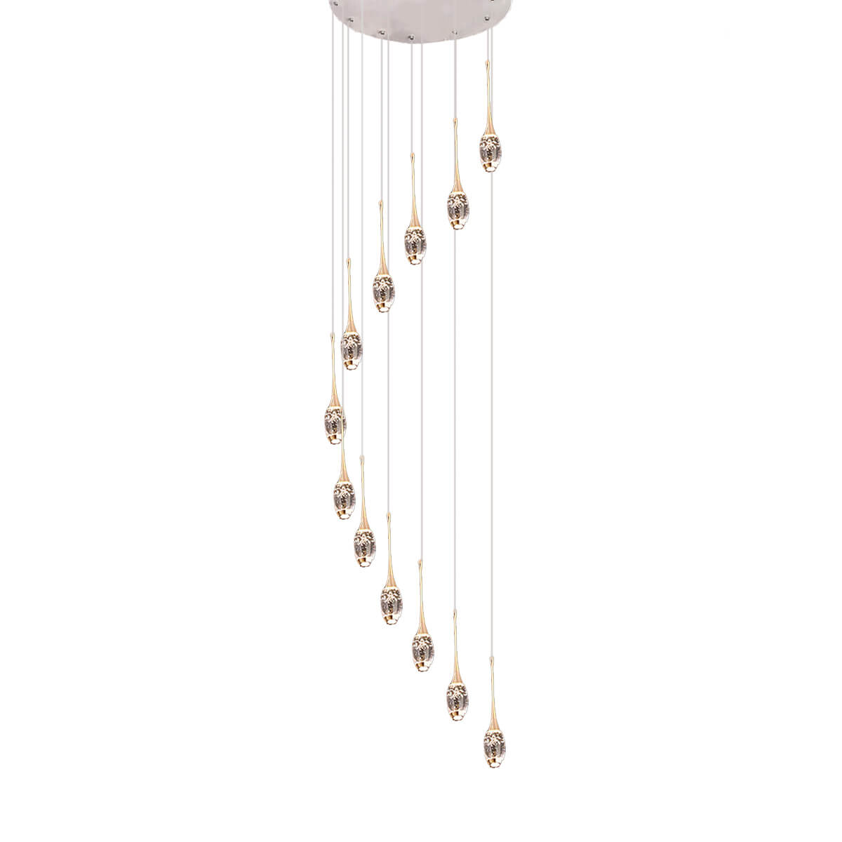 Lustre Rotatif Pluie de Cristal pour Escalier