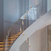 Lustre Rotatif Pluie de Cristal pour Escalier