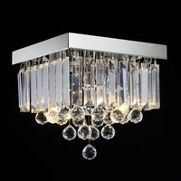Lustre Carré Cristal Argenté Couloir allumé ambiance