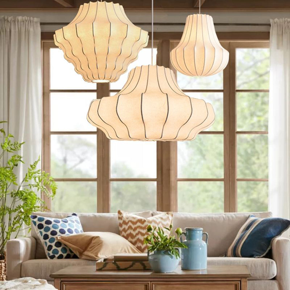 AYABI - Lustre Suspension Wabi Sabi en Soie Blanc Lumio™