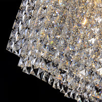 Lustre Rectangulaire Cristal Argenté Salle à Manger gros plan