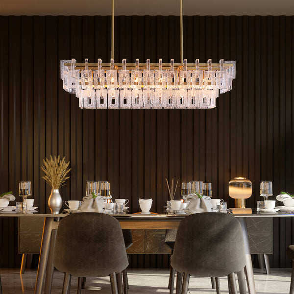 Lustre Rectangulaire Métal Salle à Manger vue d'ensemble