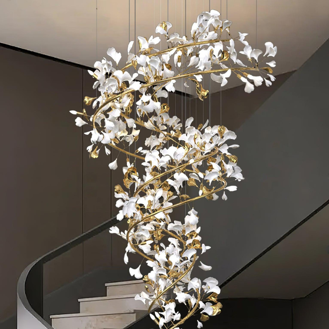 OPULCE - Lustre Dorée en Métal et Céramique Florale Lumio™