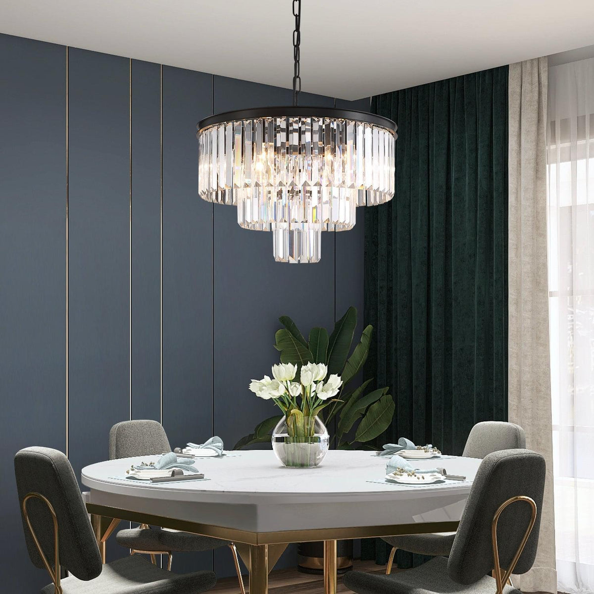 Lustre Étagé Cristal Noir design