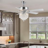 Plafonnier Ventilateur Rond Cristal Argenté vue d'ensemble