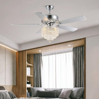 Détail du plafonnier ventilateur cristal