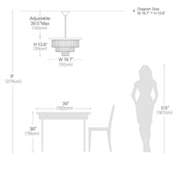 Lustre Étagé Cristal Noir suspendu